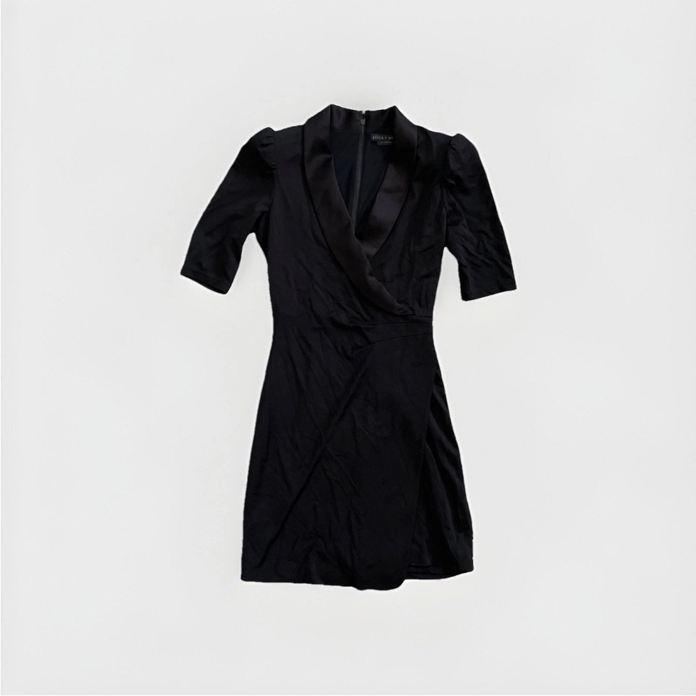 Alice + Olivia Black Puff Sleeve Mini Dress